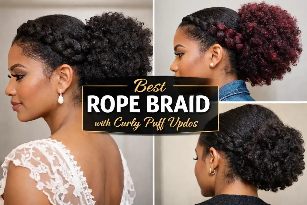 Best Rope Braid With Curly Puff Updo