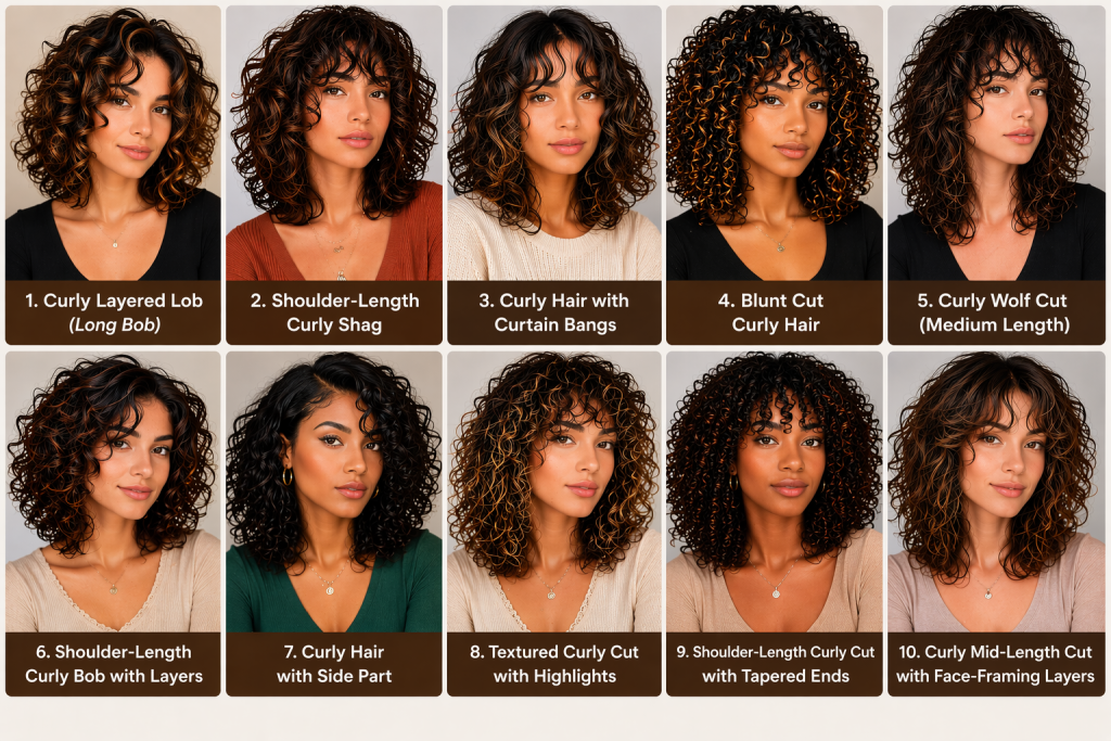 Curly Shoulder-Length Medium Hair Cut