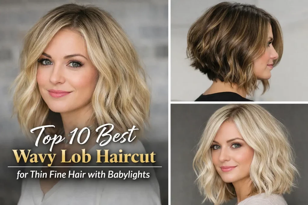 Wavy Lob Haircut for Thin Fine Hair with Babylights